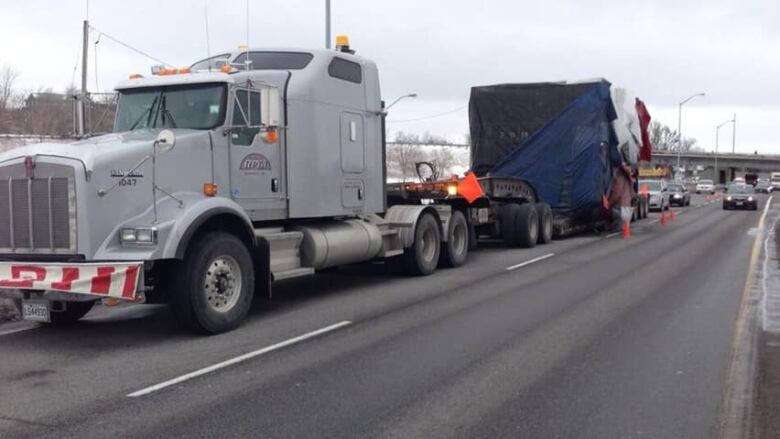 A truck stopped on the highway