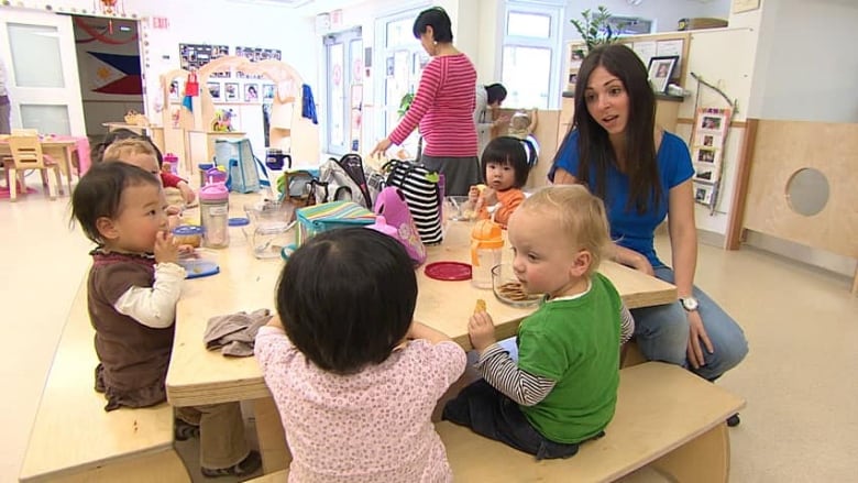 Children and early childhood educators pictured at an undisclosed child care centre in B.C.