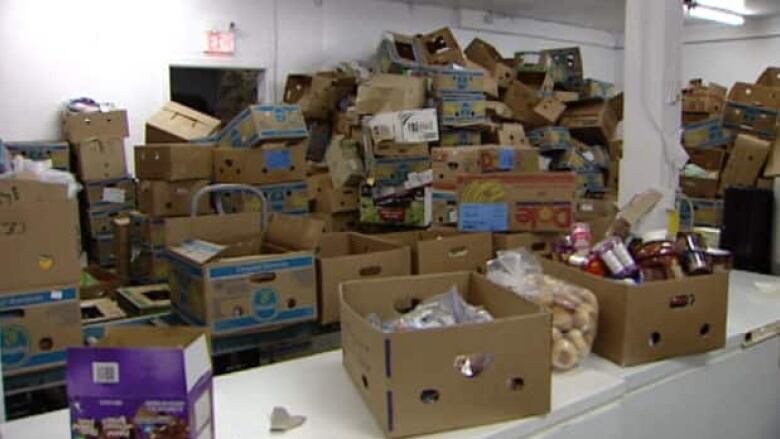 Empty food boxes are seen