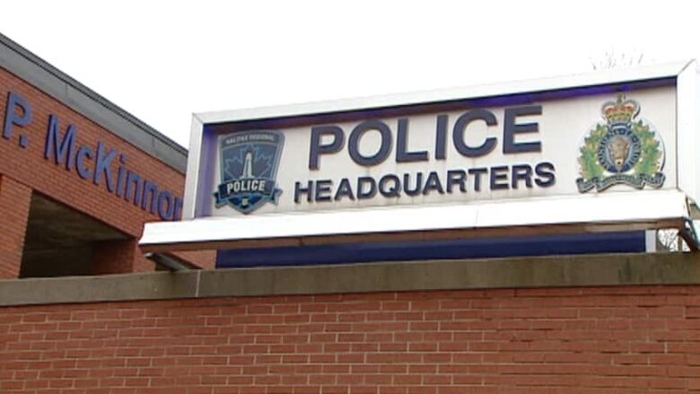 Halifax police headquarters exterior sign.