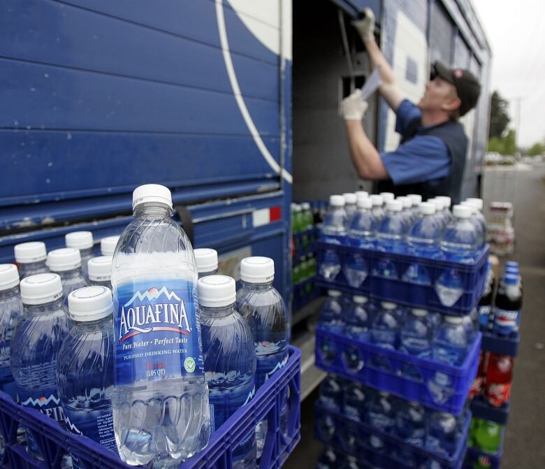 Bottles of water.