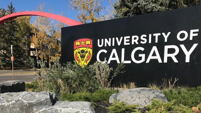 The welcome sign outside the main entrance to the University of Calgary.