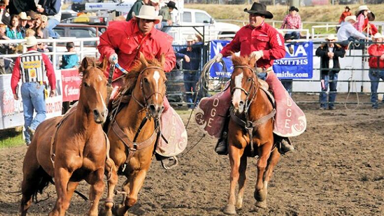 Two cowboys on horses