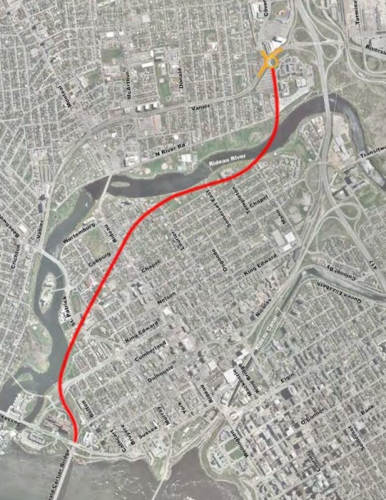 A map of the proposed two-lane, 3.4-kilometre tunnel.