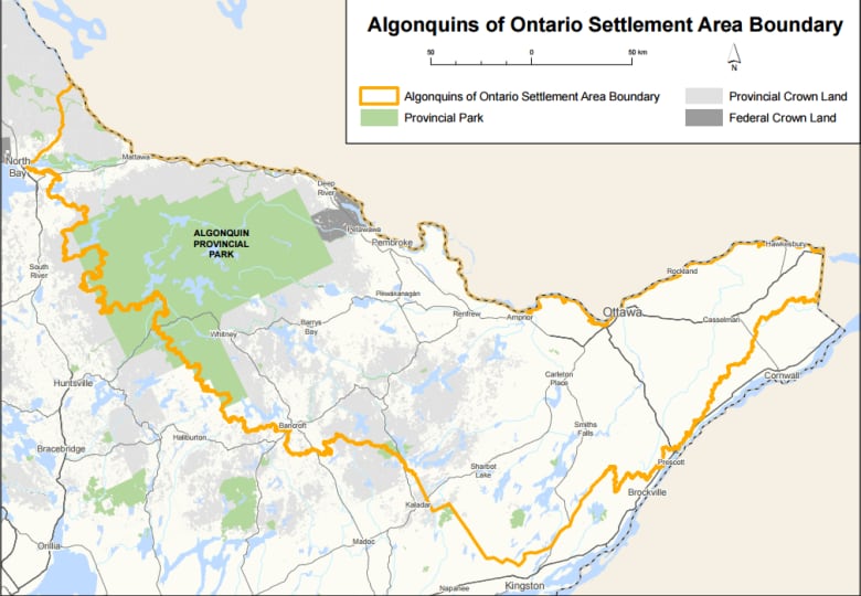 A map of eastern Ontario.