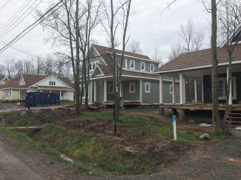 A few houses under construction.