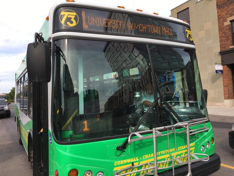 Front of T3 Transit bus.