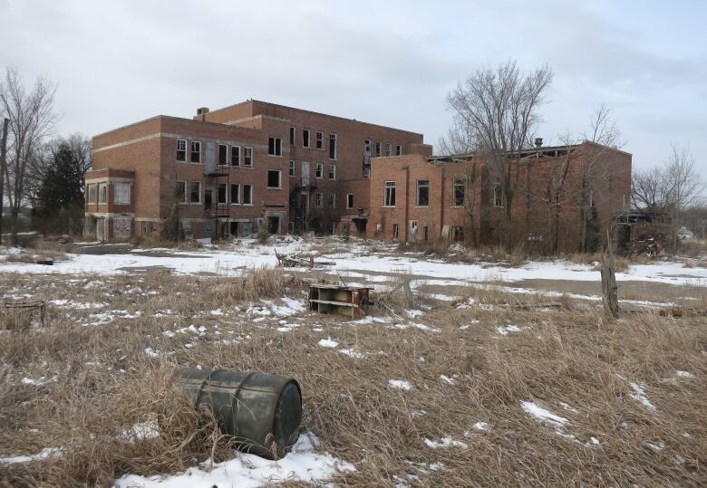 The exterior of an abandoned building.