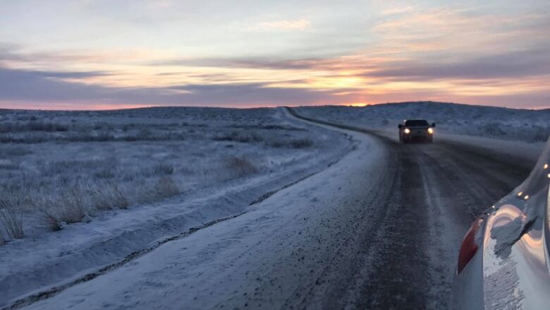 A road in winter.