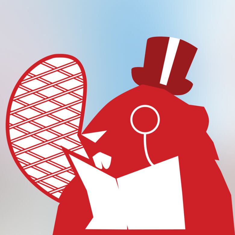 The Beaverton logo. A cartoon drawing of a red beaver wearing a top hat and monocle and reading a newspaper.