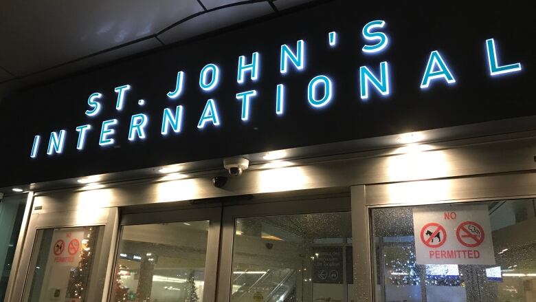 The sign above the door at St. John's International Airport which reads 