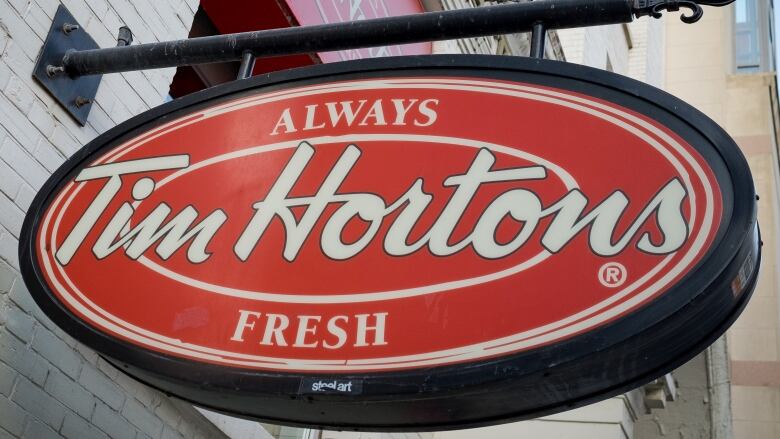 A Tim Hortons sign.