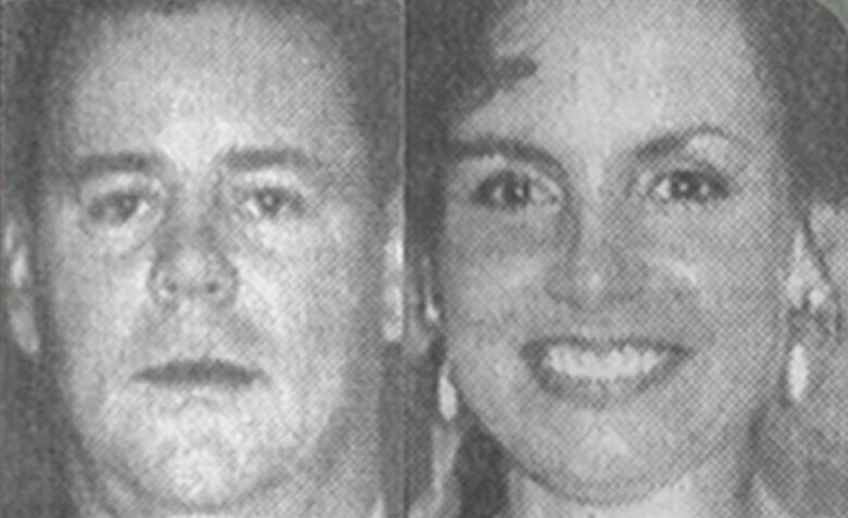 Grainy headshots of a man and a woman are shown side by side.