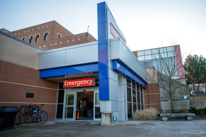 Emergency entrance to the Halifax Infirmary is shown.