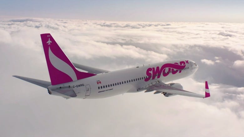 A Swoop airlines jet is shown