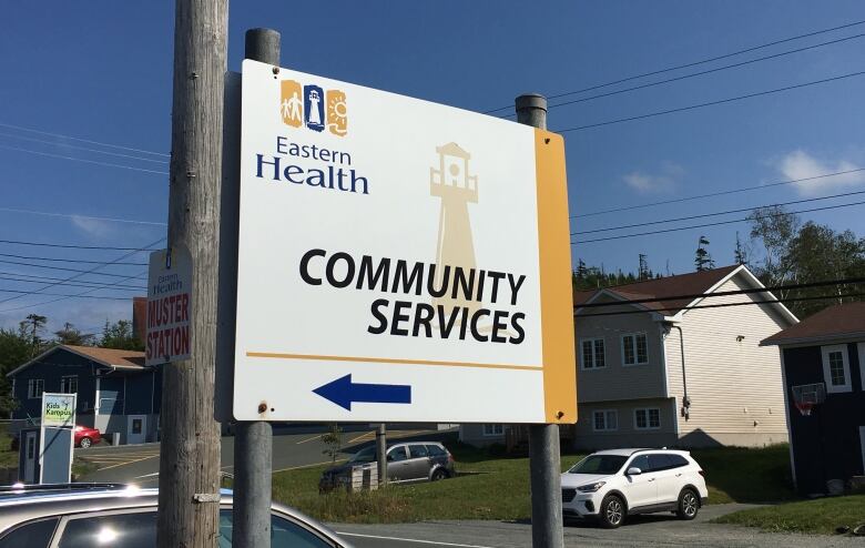 A sign for the department of health and community services. 