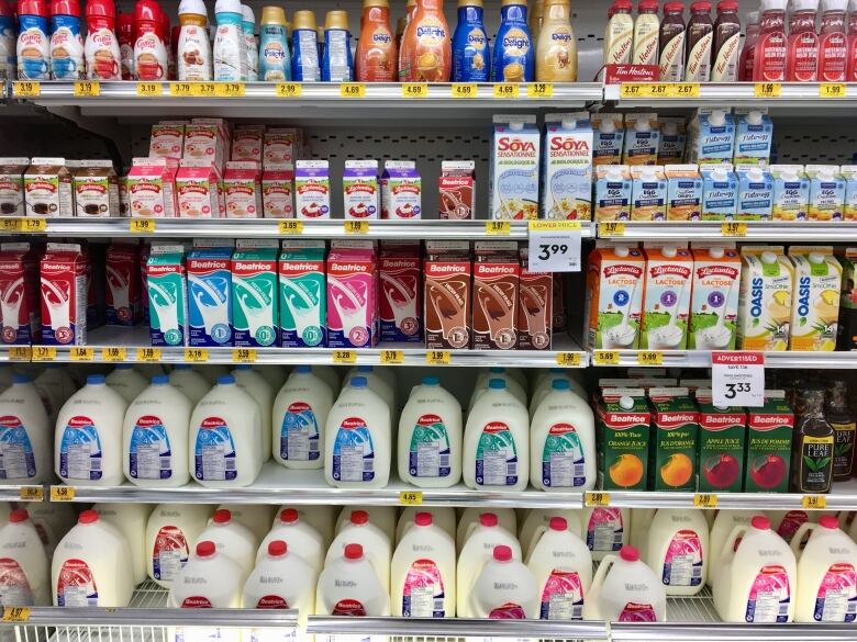 Milk is displayed in the dairy aisle of Giant Tiger on 22nd Street West in Saskatoon. 