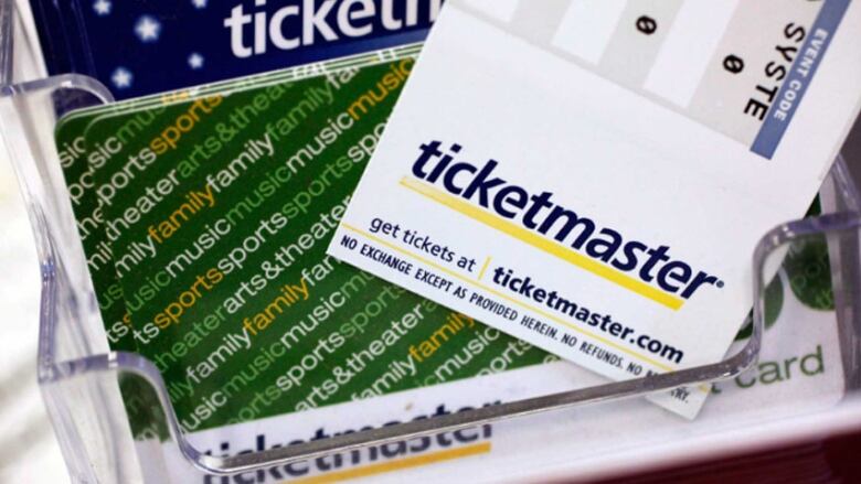 Closeup of Ticketmaster concert ticket.