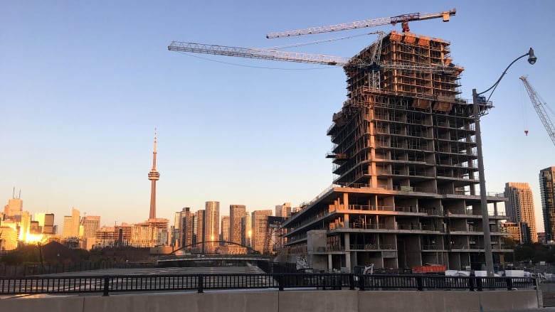 A condo building under construction in Toronto.