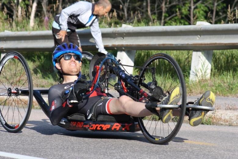 A man on a para-bicycle 