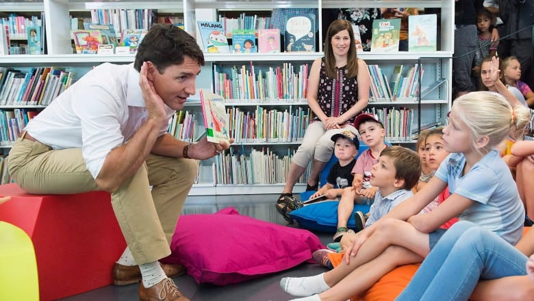 Prime Minister Justin Trudeau reads to children