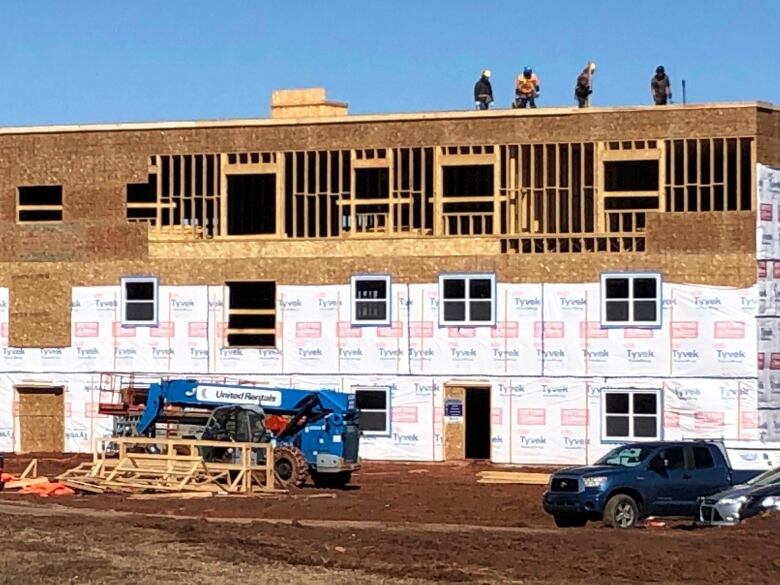 An apartment complex under construction