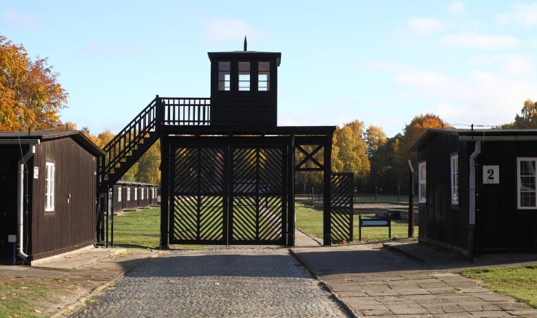 The entry gate of Stutthof concentration camp 