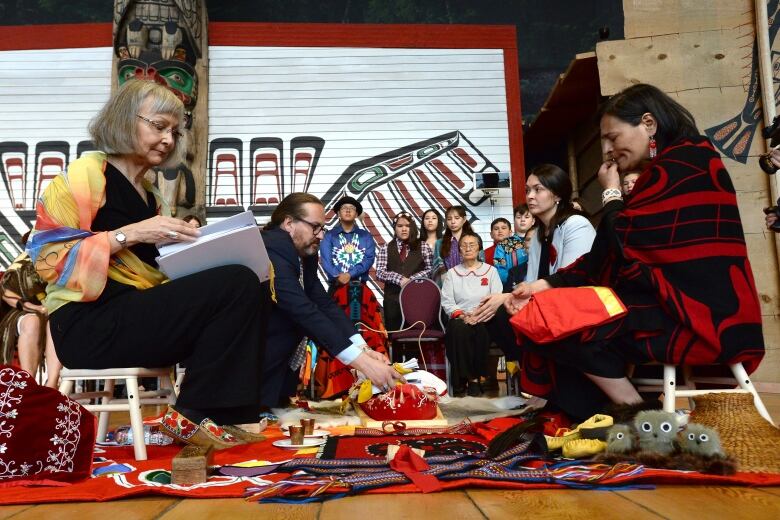 Former chief commissioner Marion Buller (left) and former commissioner Michle Audette (right) during the closing ceremonies of the national inquiry.