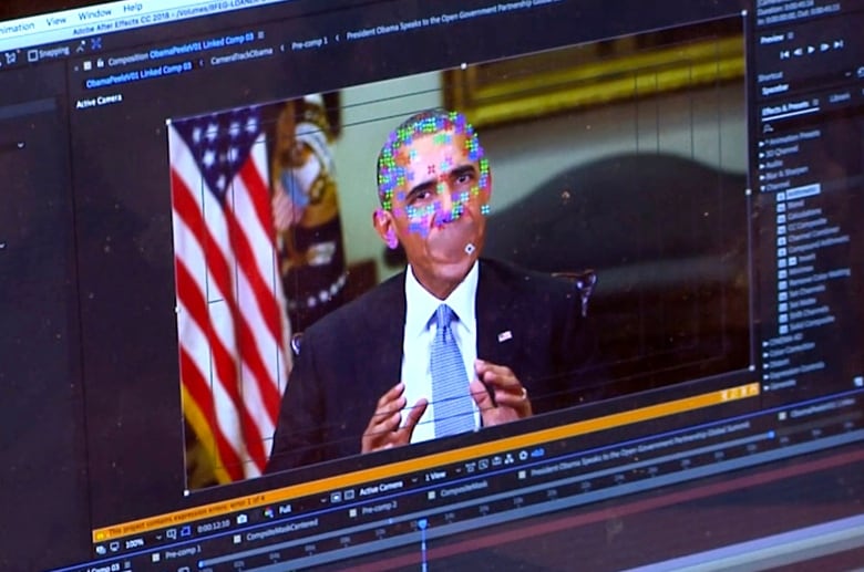 Image of Barak Obama on a laptop screen.