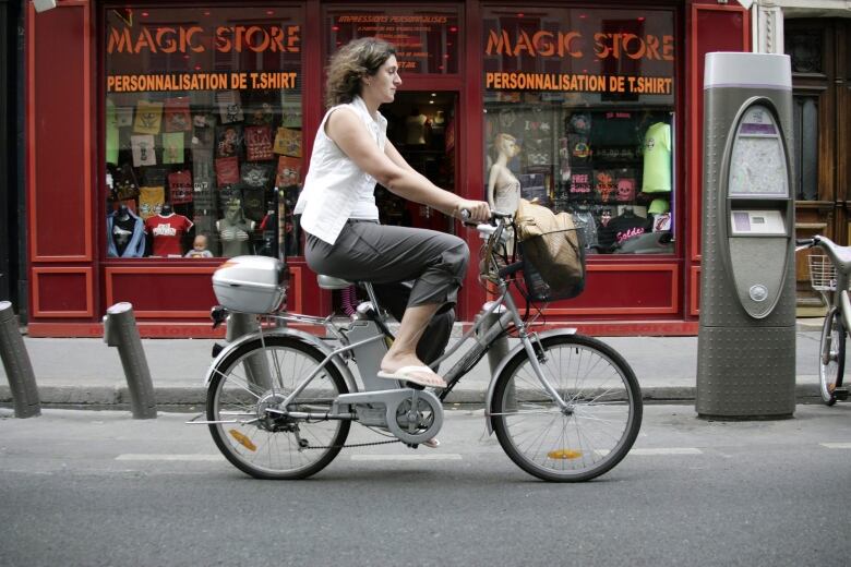 A person riding an electric bike.