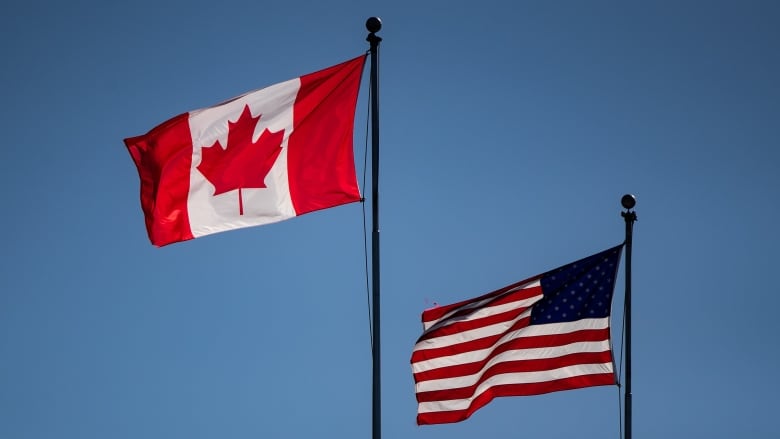 Canadian and American flags 