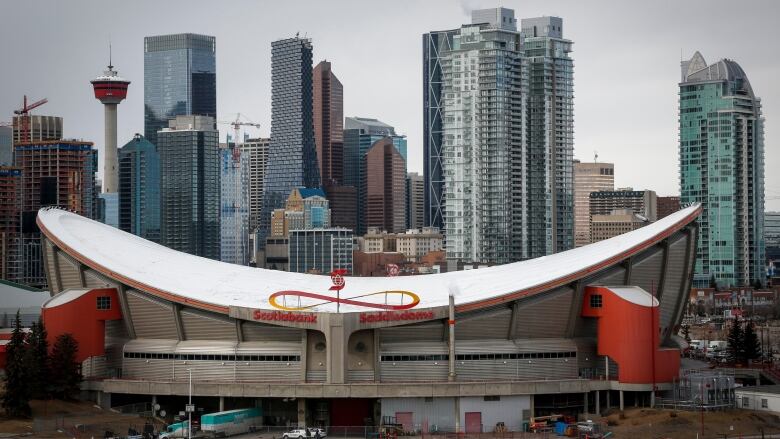 The Saddledome, home of the Calgary Flames, is seen in this file photo.