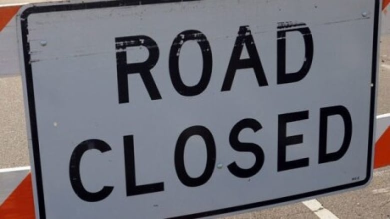 A road closed sign.