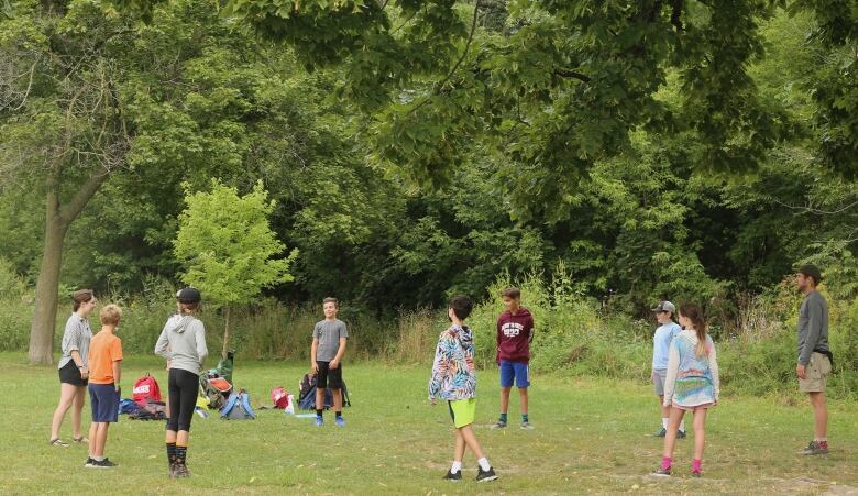 Kids playing game outdoors