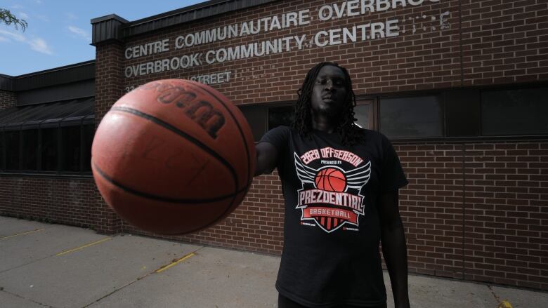 A man holding a basketball.