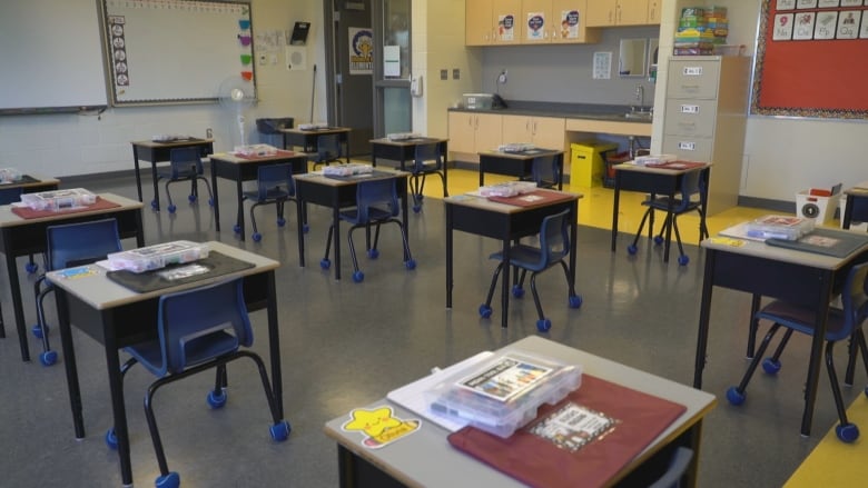 An empty classroom. 