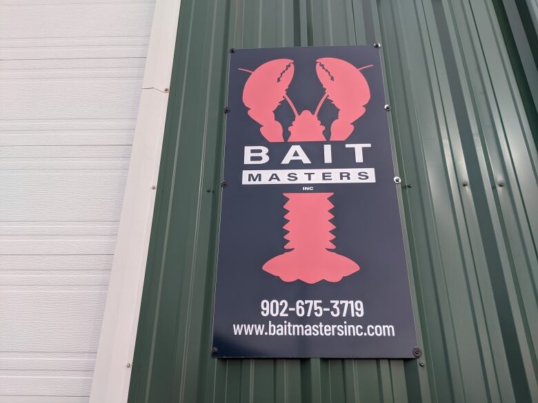 A sign at the Bait Masters facility