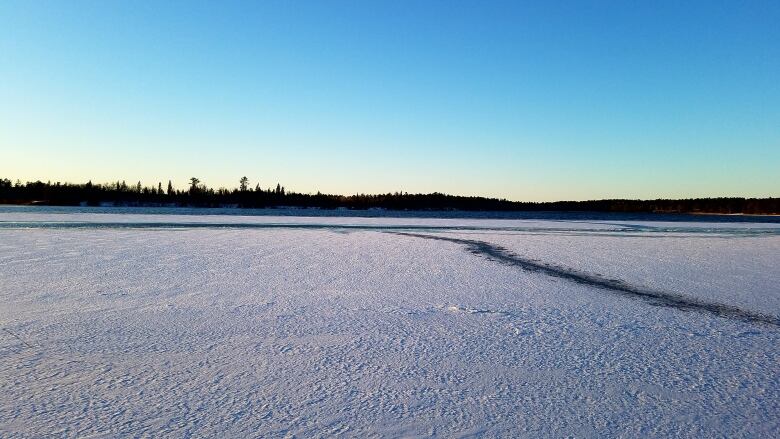 large bed of water that is frozen due to cold weather.