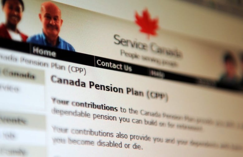 A picture of a screen listing details about the Canadian Pension Plan. 