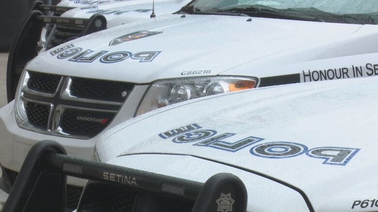 Windsor police cruisers are shown outside headquarters on Jan. 5, 2021.