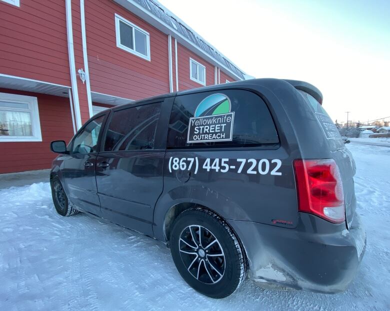 A van in the winter.