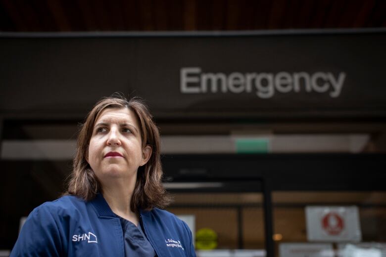 Dr. Lisa Salamon, an emergency room physician with the Scarborough Health Network, is pictured outside Birchmount Hospital, in Scarborough, Ont., on March 18, 2021.