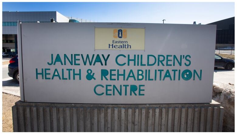 A sign reads Janeway Children's Health and Rehabilitation Centre