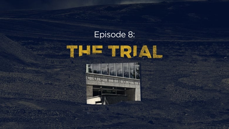 A graphic with the words episode 8 the trial.