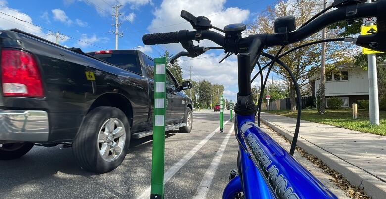 A bike is pictured on a bike lane in Windsor.