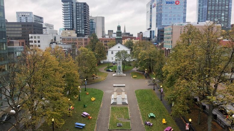 An aerial view of Grand Parade in Halifax. 