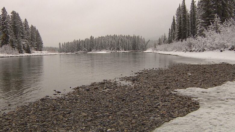 Low levels in the Bow River in the winter