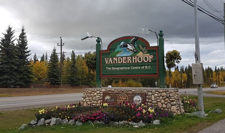 A welcome sign in Vanderhoof, B.C., about 100 km west of Prince George. 