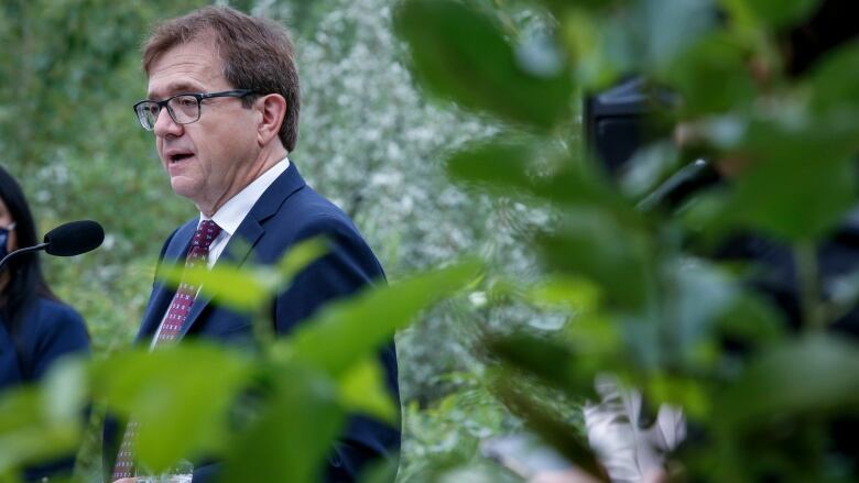 Federal Environment Minister Jonathan Wilkinson makes an announcement about the Springbank dam, after it was deemed earlier this month that it could proceed after an environmental assessment determined it is not likely to cause significant adverse effects, in Calgary, Alta., Tuesday, July 20, 2021