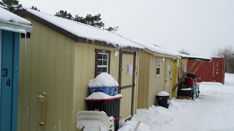 cabins in snow